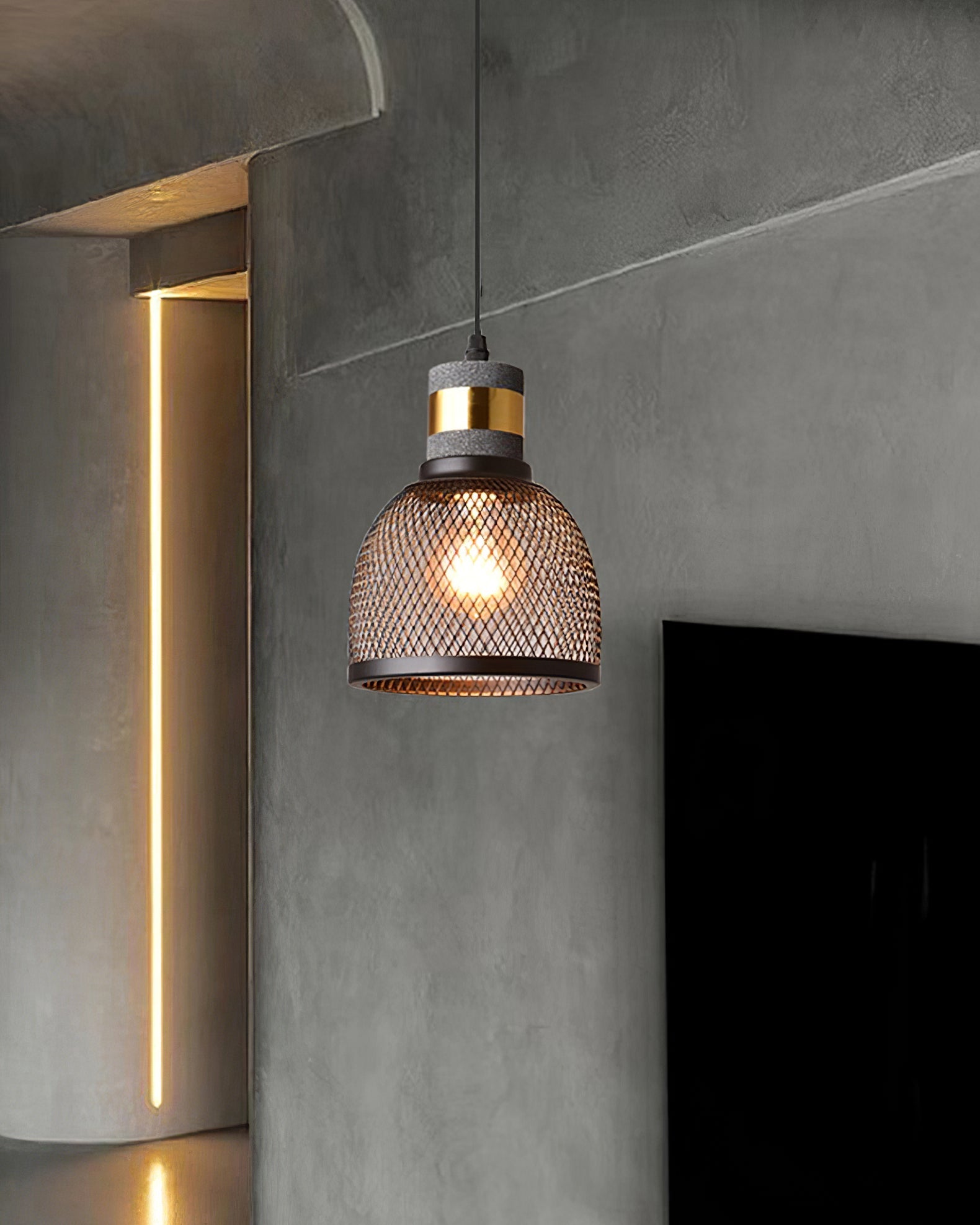 Luminária Pendente de Concreto Urbano | Lâmpada LED Suspensa Industrial
