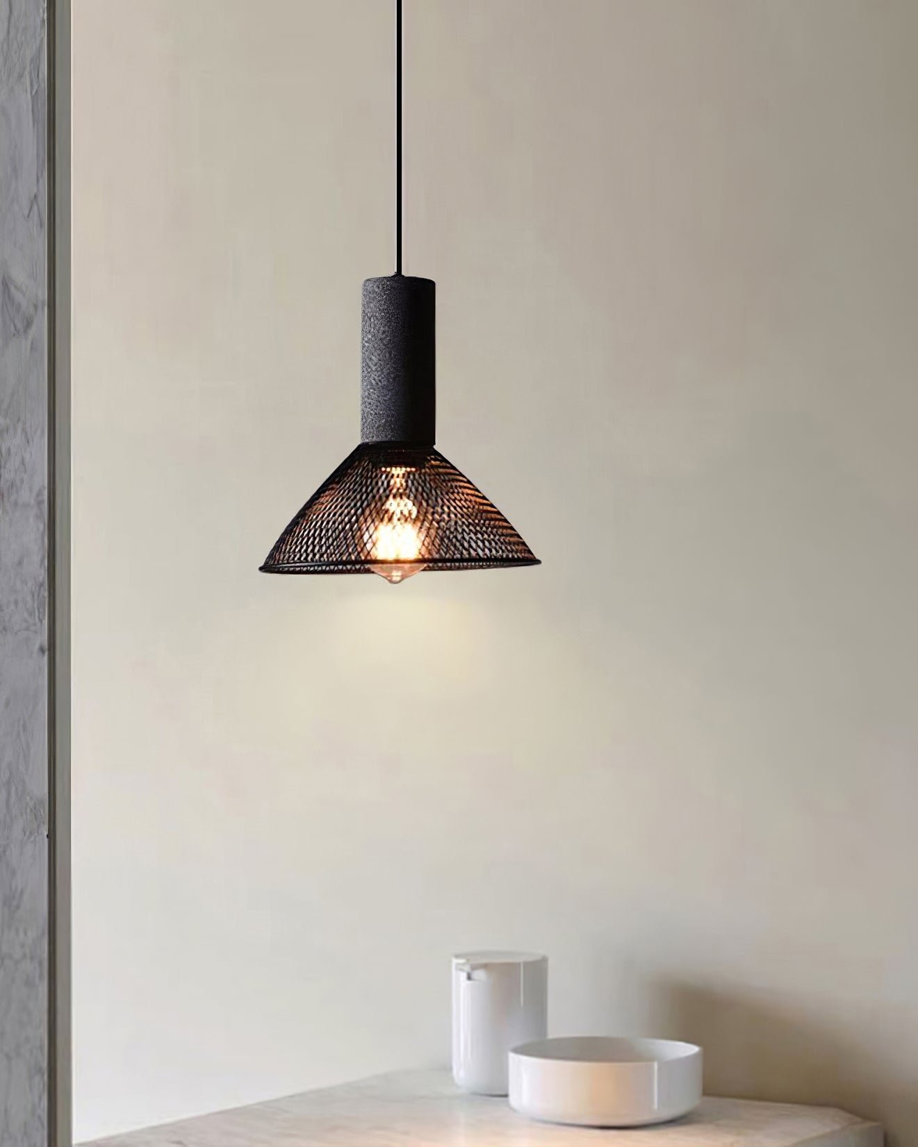 Luminária Pendente de Concreto Urbano | Lâmpada LED Suspensa Industrial