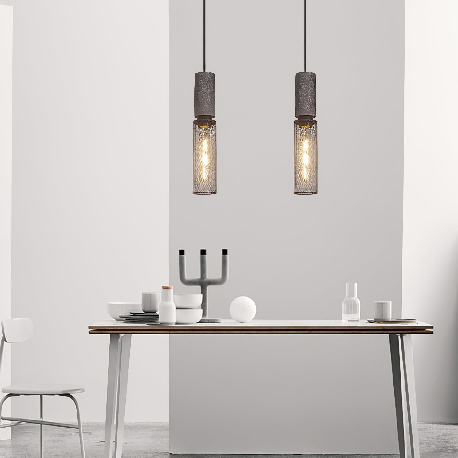 Luminária Pendente de Concreto Urbano | Lâmpada LED Suspensa Industrial