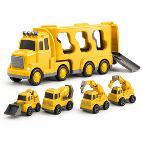 Conjunto de Brinquedos de Caminhão de Construção Carreta Porta-Carrinhos Carga