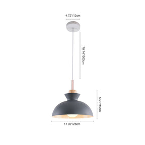 Modern Single Pendant Dome Light | Scandinavian Metal Hanging Lamp
