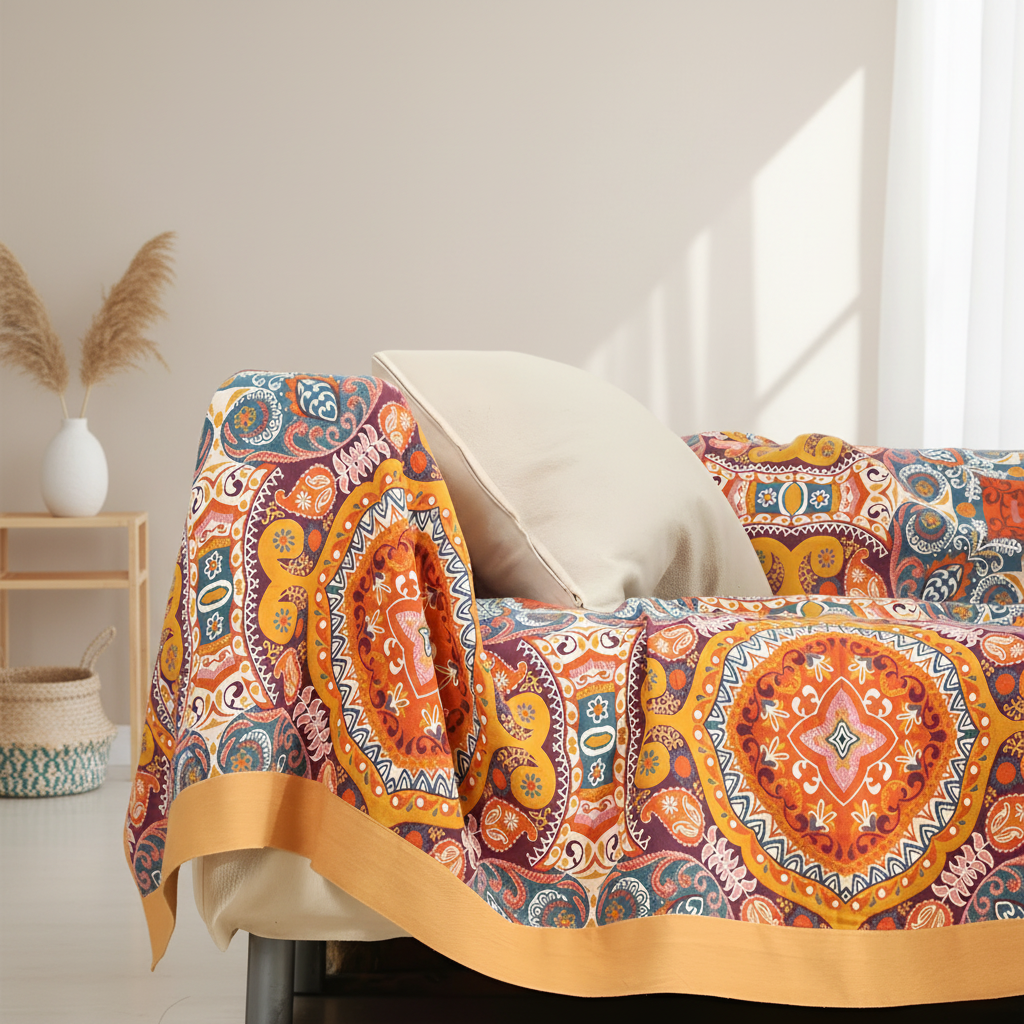 Cobertor Boho Reversível Refrescante Confortável e Respirável para Dormir