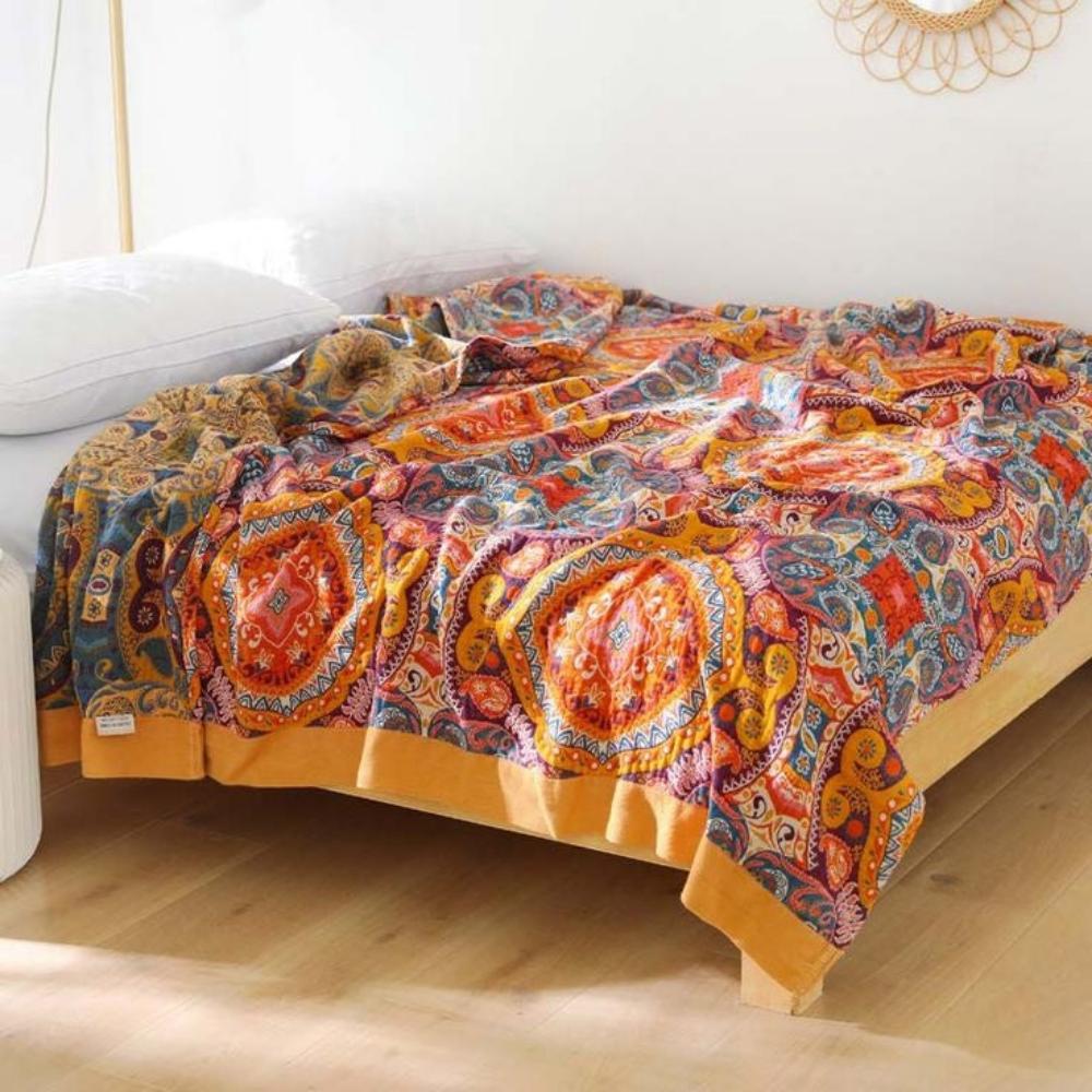 Cobertor Boho Reversível Refrescante Confortável e Respirável para Dormir