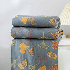 Manta Reversível Estampa de Folha Elegante Decoração Aconchegante