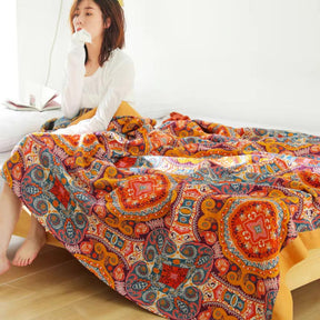 Cobertor Boho Reversível Refrescante Confortável e Respirável para Dormir