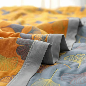 Manta Reversível Estampa de Folha Elegante Decoração Aconchegante