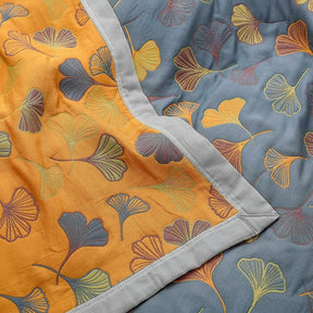 Manta Reversível Estampa de Folha Elegante Decoração Aconchegante