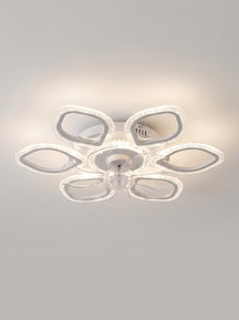 Crystal clover fandelier chandelier ceiling fan with LED light - white