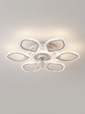 Crystal clover fandelier chandelier ceiling fan with LED light - white