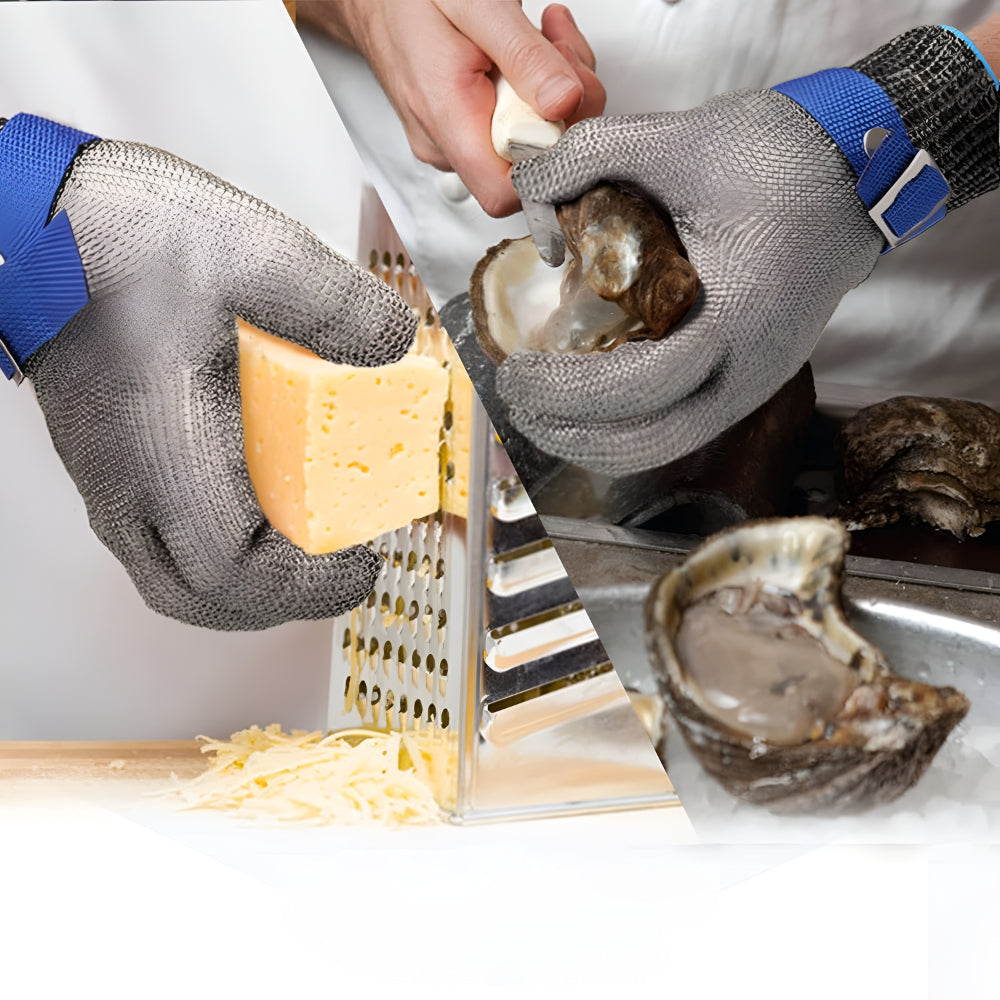 Luvas de Malha Metálica Resistentes a Cortes para Cozinha