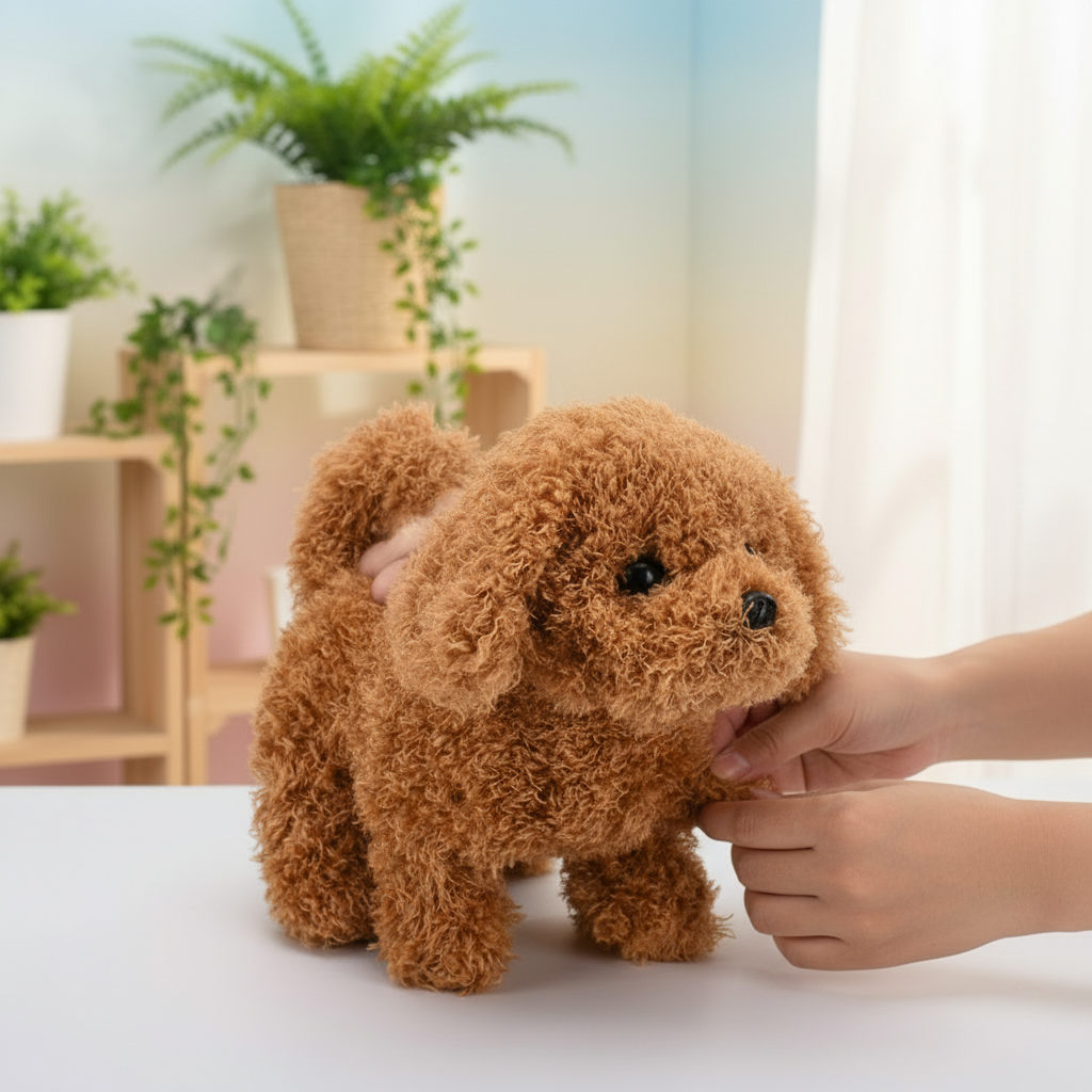 Cachorrinho de Pelúcia Interativo que Anda e Late Macio