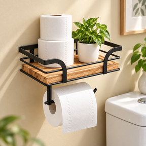 Prateleira Decorativa para Banheiro com Suporte de Toalha de Parede