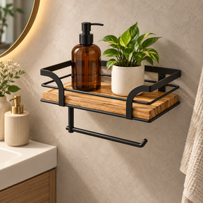 Prateleira Decorativa para Banheiro com Suporte de Toalha de Parede