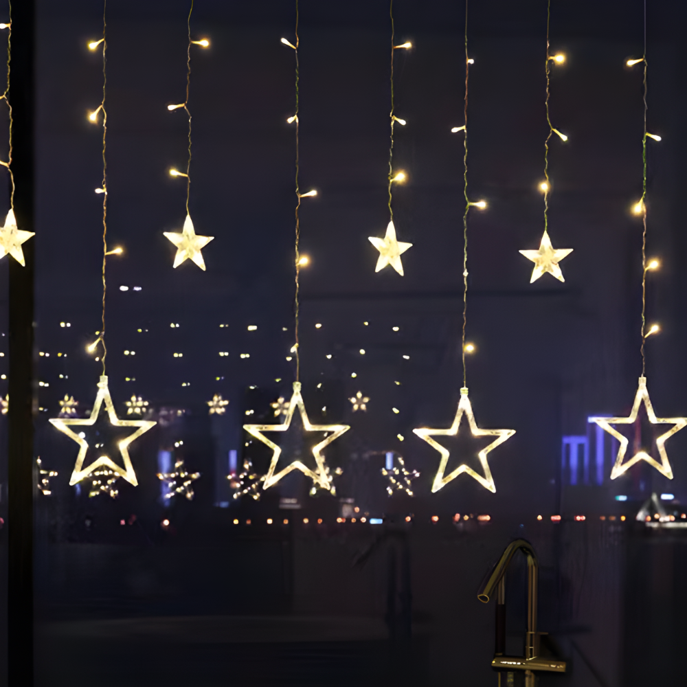 LED Star Light Curtain Warm White Indoor  Outdoor Holiday Decor