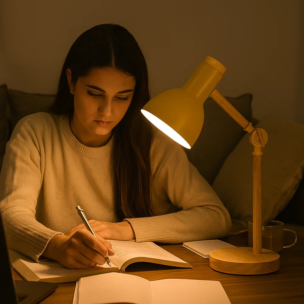 Luminária de Mesa de Madeira Ajustável Estilo Nórdico