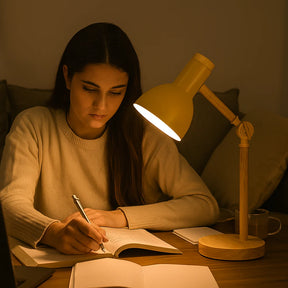 Luminária de Mesa de Madeira Ajustável Estilo Nórdico