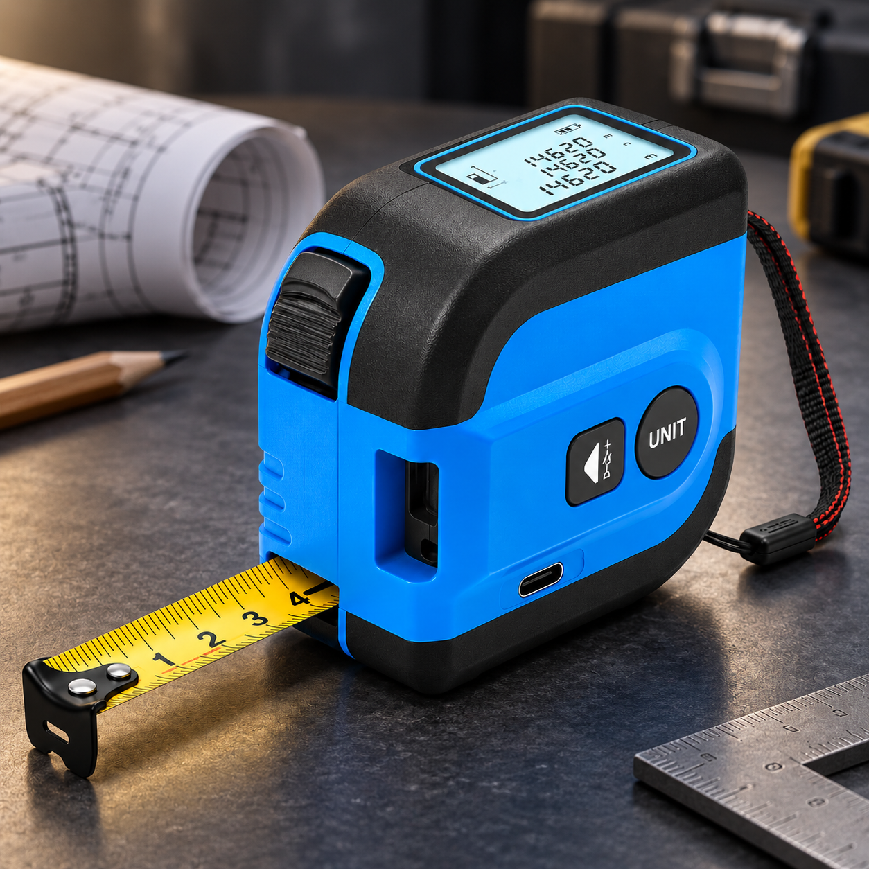 Trena Digital com Medidor de Distância a Laser e Design Compacto