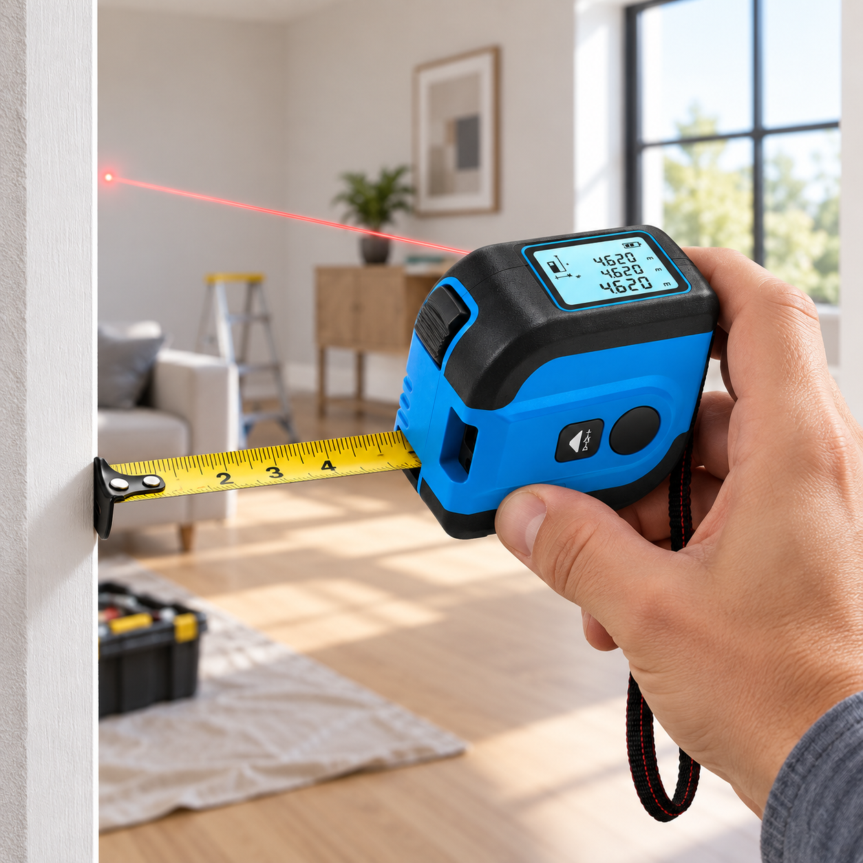Trena Digital com Medidor de Distância a Laser e Design Compacto