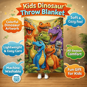 Cobertor Infantil de Fleece Macio com Estampa Colorida de Dinossauros