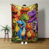 Cobertor Infantil de Fleece Macio com Estampa Colorida de Dinossauros