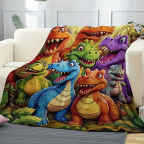 Cobertor Infantil de Fleece Macio com Estampa Colorida de Dinossauros
