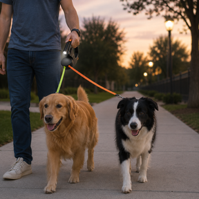 Guia Dupla para Cães com Luz LED e Design Mãos Livres