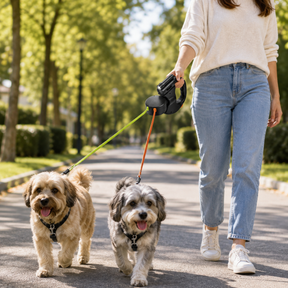 Guia Dupla para Cães com Luz LED e Design Mãos Livres