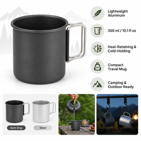 Caneca de alumínio durável com isolamento térmico para camping e atividades ao ar livre