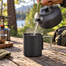 Caneca de alumínio durável com isolamento térmico para camping e atividades ao ar livre