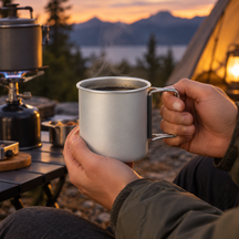 Caneca de alumínio durável com isolamento térmico para camping e atividades ao ar livre