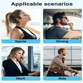 Fones de ouvido esportivos de condução óssea sem fio com carregamento USB e design open-ear