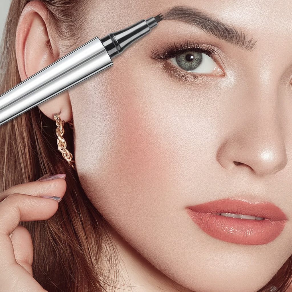 Caneta de Sobrancelha Efeito Microblading 4 Pontas à Prova D'água
