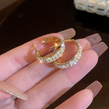 Earrings Mothers Day Gift Gold Crystal Hoop Elegant Jewelry