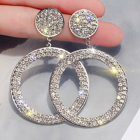 Earrings Mothers Day Gift Gold Rhinestone Hoop Statement Jewelry