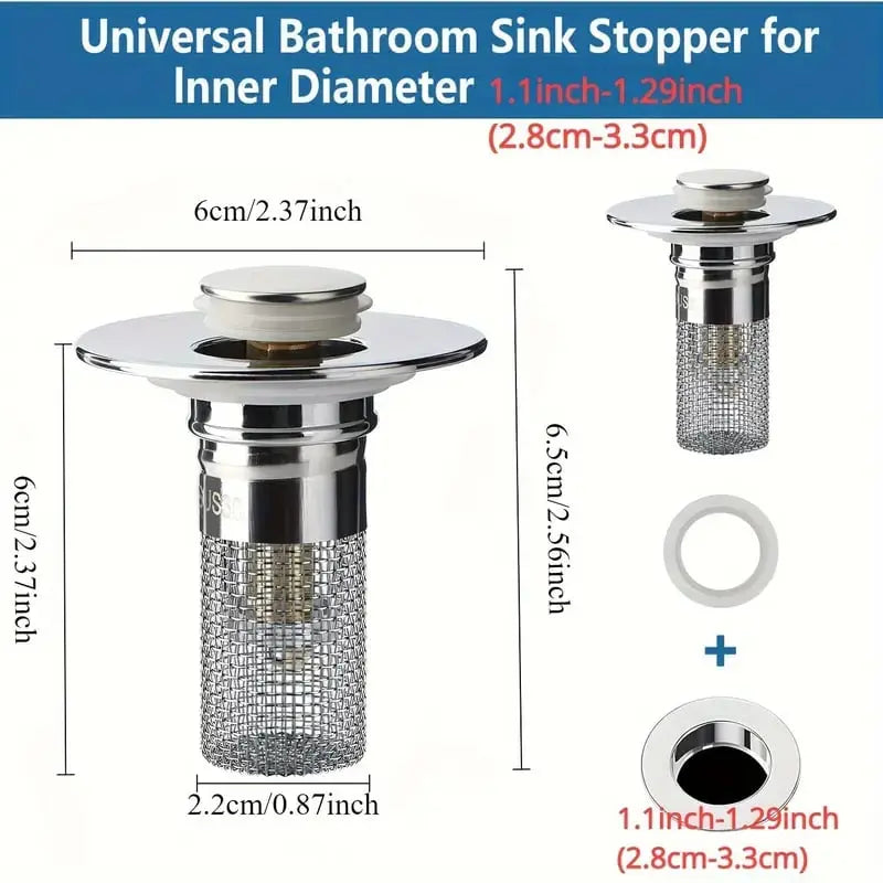 Stainless Steel Drain Filter – Hair Catcher, Easy Clean & Sink-Friendly