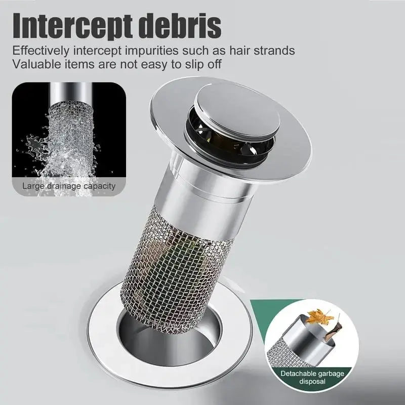 Stainless Steel Drain Filter – Hair Catcher, Easy Clean & Sink-Friendly