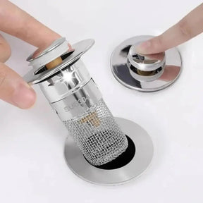 Stainless Steel Drain Filter – Hair Catcher, Easy Clean & Sink-Friendly