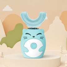 Escova de Dente Elétrica Infantil Sônica de Silicone em Formato U Automática