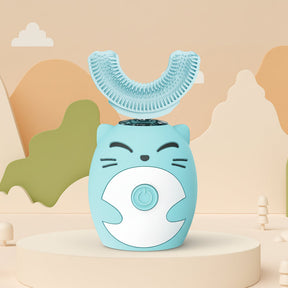 Escova de Dente Elétrica Infantil Sônica de Silicone em Formato U Automática