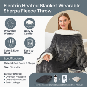 Cobertor Elétrico de Inverno Vestível para Adultos