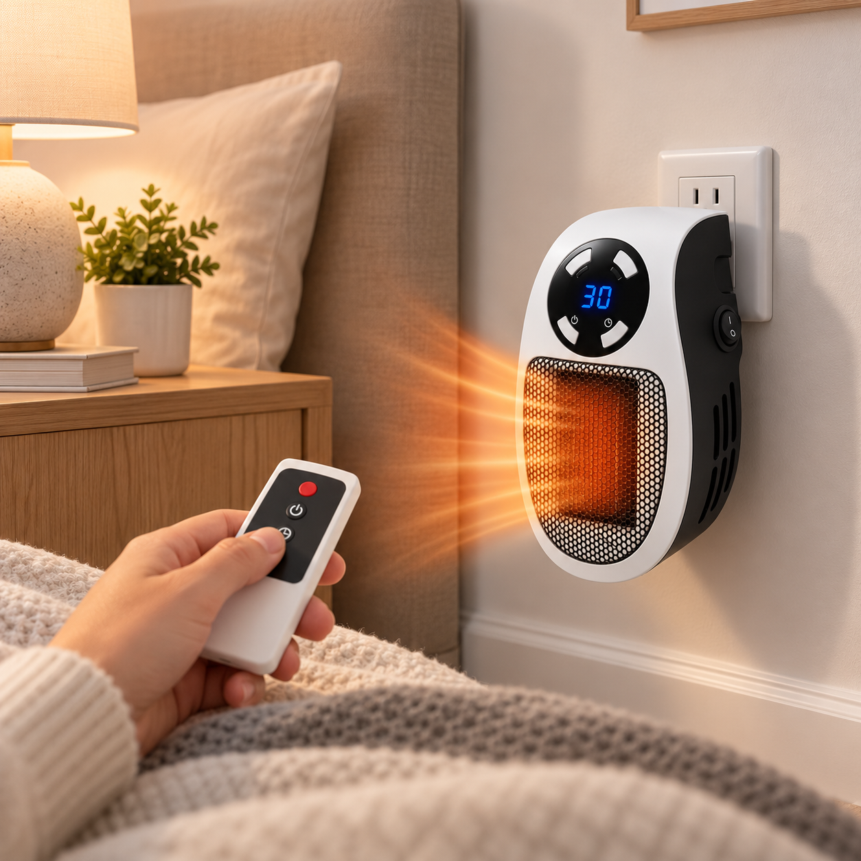 Aquecedor Elétrico de Ambiente com Controle Remoto, Compacto e Sem Óleo