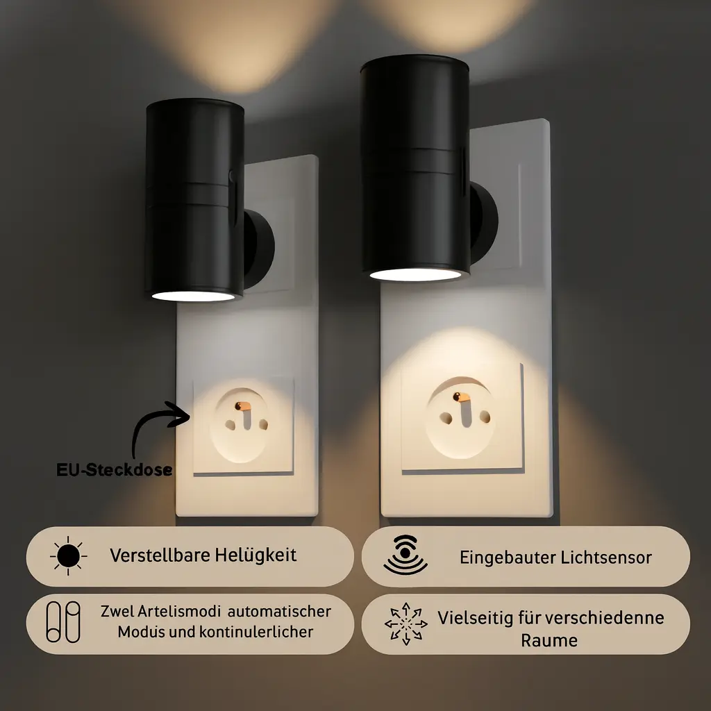 Luz Noturna LED de Tomada – Sensor de Anoitecer, Brilho Aconchegante e Eficiente em Energia