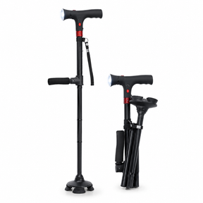 Ergonomic Walking Stick Alarm LED Light Feature