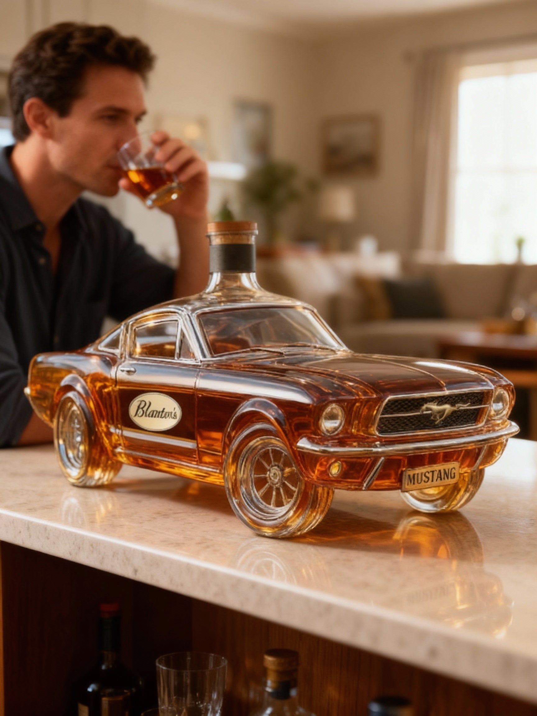 Decanter de Whisky Carro Mustang – Item de Colecionador em Vidro para Bar Residencial e Presente