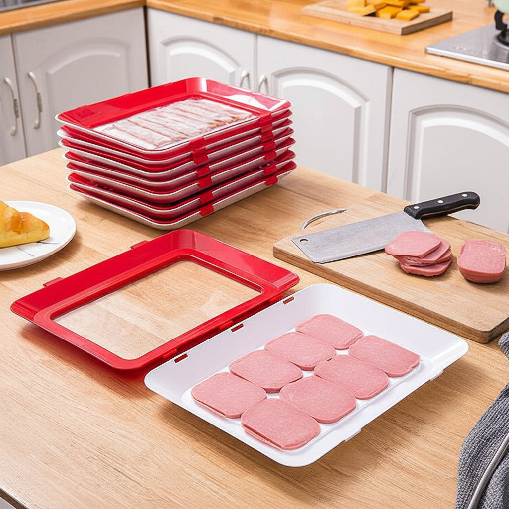 Bandeja de Armazenamento de Alimentos Reutilizável com Vedação Elástica para Frescor na Cozinha