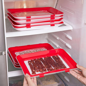 Bandeja de Armazenamento de Alimentos Reutilizável com Vedação Elástica para Frescor na Cozinha