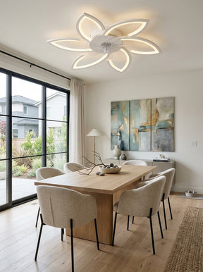 Lotus flower fandelier ceiling fan with low profile LED light