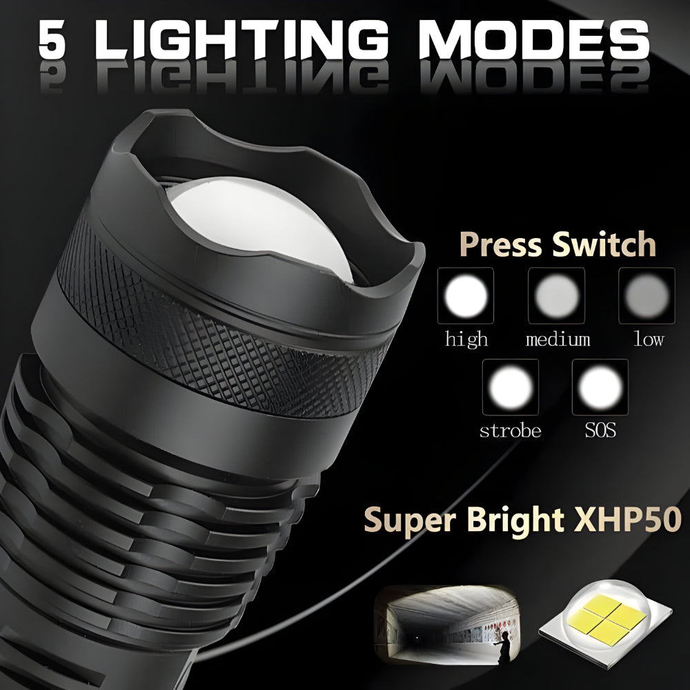 Lanterna LED Recarregável de Mão para Uso Externo