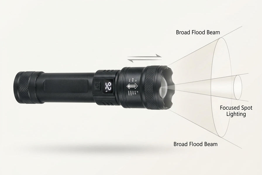 Wide beam or focused spot.