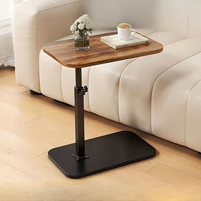 Height-Adjustable Side Table – Wood Top, Metal Frame & Bedroom-Ready